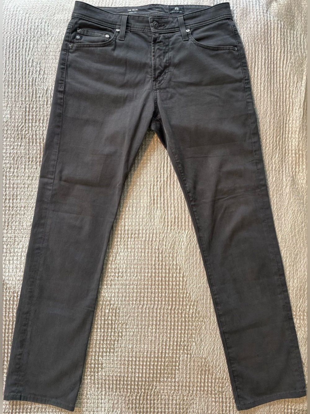 AG Tellis Modern Slim Sueded Sateen Pants Gray 30x34 (30 Inseam)